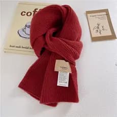 Vermelho simples curto cachecol de lã japonês doce cor All-Match outono inverno malha curto cachecol quente estudante cr