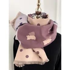 Uva roxo borla grande cachecol outono inverno engrossado imitação de caxemira xale bolinhas gato dupla face cor combinan