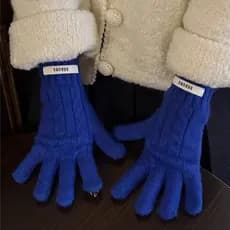Azul real simples torção All-Match luvas de lã de malha meninas outono inverno quente sem dedos tela de toque ciclismo