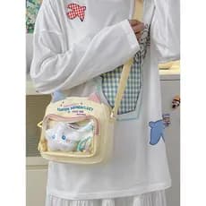 Estudantes do ensino fundamental saco do mensageiro menina lanche medição dor saco médio grande crianças outing moeda bo