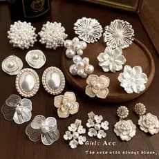 Estilo de luxo leve, brincos elaborados com flores de pérolas, brincos de estilo artístico retrô, brincos de destaque pa