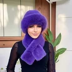 Conjunto de 2 peças de gorros e cachecóis de pele sintética grossa e quente, gorro de inverno em fibra de poliéster com
