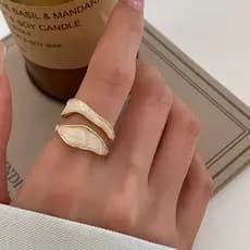 Anel geométrico oco de camada dupla feminino elegante Irregular gotejamento esmalte cor combinando anel aberto estilo in