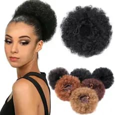 8 Polegada Curto Sopro Afro Cabelo Sintético Peruca Para As Mulheres Com Cordão Rabo De Cavalo Kinky Curly Updo Clipe Ex