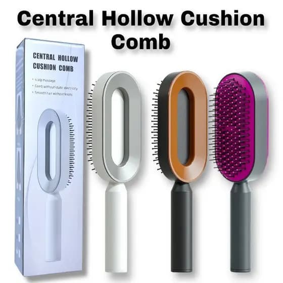 Escova de cabelo com almofada de ar e design de limpeza por pressão aprimorado para cabelos longos femininos, escova de