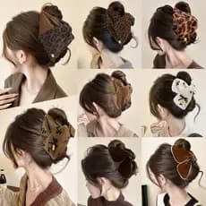 Presilha de Cabelo Triangular com Estampa de Leopardo Vintage para Mulheres, Outono e Inverno, Presilha Grande de Alta Q