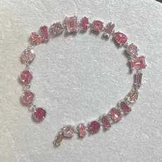 2026 Nova Pulseira de Cristal Imitado Rosa Estilo Doce para Mulheres, Incrustada com Zircônia, Pulseira de Amizade Versá