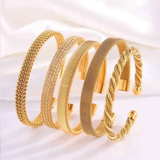 Pulseira de aço titânio, estilo europeu e americano, pulseira aberta com entrelaçamento irregular, pulseira de aço inoxi
