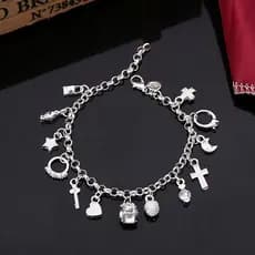 Joias transfronteiriças europeias e americanas, pulseira elegante de prata 925 com treze pingentes para mulheres, joia d