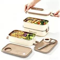 Lancheira De Aço Inoxidável De 3 Camadas , Grande Capacidade , Selada , Segura Para Micro-Ondas , Portátil , Trabalhador