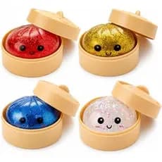 4 PCS Glitter Dumpling Squishies Bolas De Estresse , Coloridos Bolinho Fidget Brinquedo Sensorial Com Vaporizador De Ali