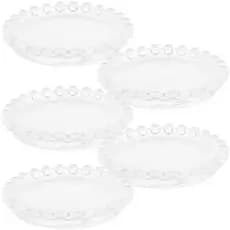 VOSAREA 5 Peças De Placas De Velas De Vidro Redondas Com Fundo Estável , Prato De Bandeja Para Decoração De Mesa Ou Piso