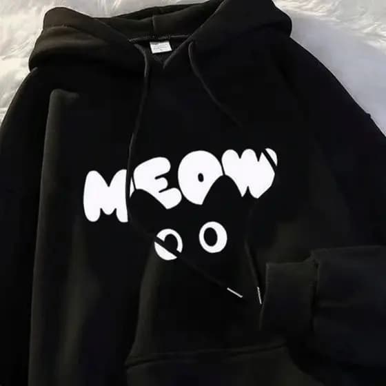 Moletom Feminino Masculino Blusa Com Capuz Estampado Abrigo Capote Gatinho Gato Miau Meow Cat Lover Flanelado