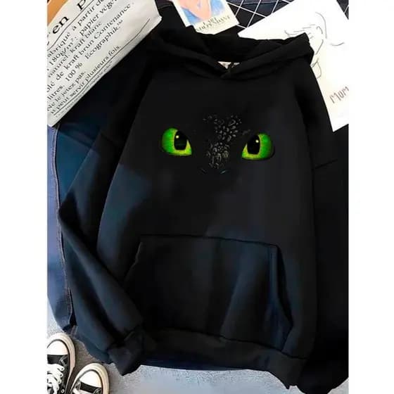 Blusa Canguru Inverno Capote Moletom Capote Unissex C/ Capuz Banguela Olhos Furia da Noite dragão Casual RR Abrigo