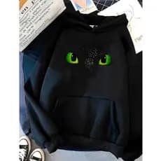 Blusa Canguru Inverno Capote Moletom Capote Unissex C/ Capuz Banguela Olhos Furia da Noite dragão Casual RR Abrigo