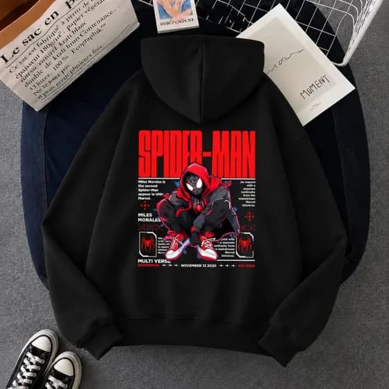 Moletom Canguru Aranha Logo Meio Costas Mile Spider Aranha Vermelha Man Inverno Envio Imediato