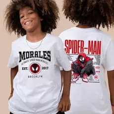 Camisa 30.1 Homem Aranha Miles Moda Infantil Morales Camiseta Criança Malha Alta Qualidade - Elí Modas