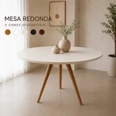 Mesa Redonda 80cm Madeira MDF Premium Pé Palito Sala Jantar Cozinha