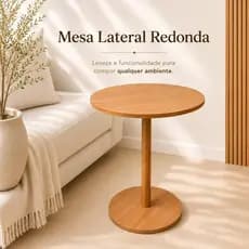 Mesa Lateral Redonda Mesa de Apoio Decorativa Moderna para Sala Quarto Escritório