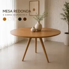 Mesa Redonda 80cm Madeira MDF Premium Pé Palito Sala Jantar Cozinha