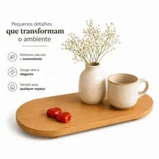 Bandeja Orgânica Decorativa Madeira Natural Slim para Mesa Posta e Decoração