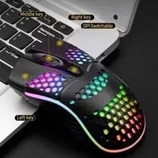Mouse Gamer Com Fio Usb Led Rgb 1600 Dpi Pc Laptop Ergonômico Profissional Business