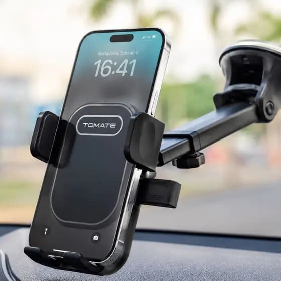 Suporte Veicular Universal para Celular com Ventosa e Rotação 360°Ventosa de alta fixação