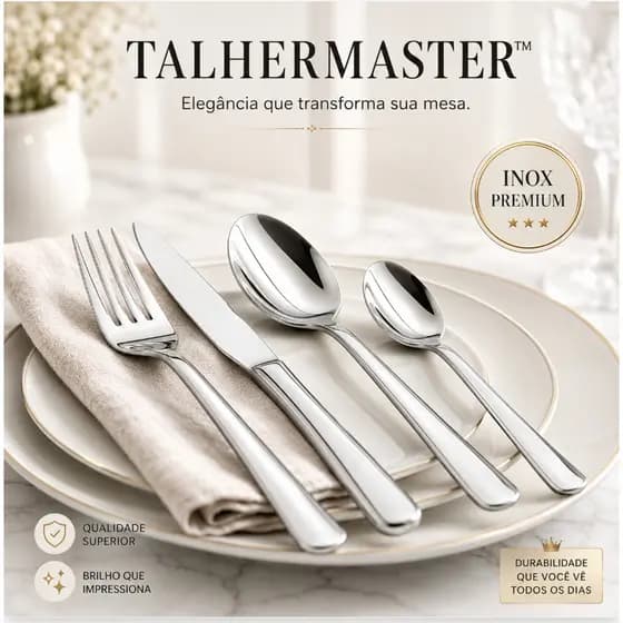 Jogo de Talheres Inox Premium Kit Garfo Faca Colher Resistente Mesa Elegante TalherMaster