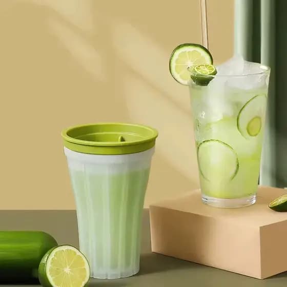 Forma Gelo Smoothie Copo Tampa Molde Cubos Silicone Raspadinha Bebida Recipiente