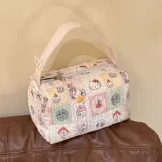 2025 Nova Bolsa de Cosméticos e Acessórios com Padrão de Gato de Desenho Animado, Bolsa de Viagem de Grande Capacidade