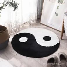 Tapete Redondo Tai Chi Bagua para Quarto, Tapete Lavável para Sala de Estar, Tapete Absorvente de Água para Banheiro