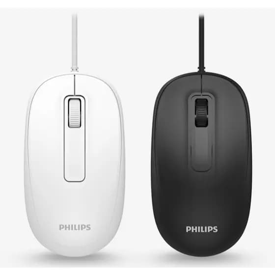 [Philips Genuine] SPK7238 Mouse USB Silencioso Com Fio 1200 DPI Ambidestro Office