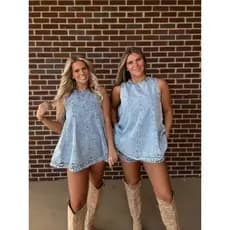 [Produtos em estoque, entrega no mesmo dia] Vestido jeans feminino sem mangas de verão + Shorts terno Casual novo estilo