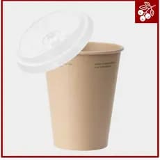 Conjunto De Copo + Tampa De Papel Gelada PLA 12 Onças/16-Copos Biodegradáveis Ecológicos Com Em Cúpula (50 Conjuntos)