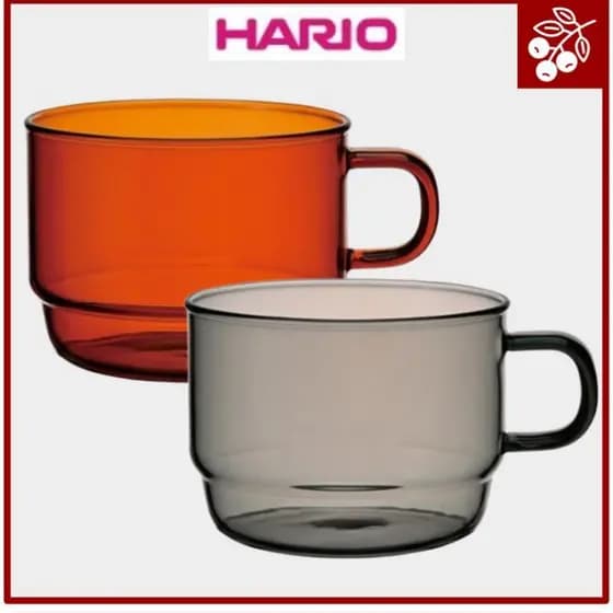[HARIO] Stack Mug Cup HCM-300-AB/GR 300ml-Âmbar/Cinza-Caneca De Vidro Segura Para Micro-Ondas Amantes De Café E Chá