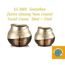 [Korea Made] LG H & Sooryehan (Secret ginseng Yoon Cream) Creme Facial 50ml + 25ml Função Dupla De Clareamento E Melhori