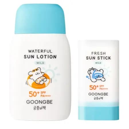 [Da Coreia] Gungjungbichek Loção Solar Aquosa Para Bebês Suave Fps50 + PA + 80g + Sun Stick 23g , 1 Conjunto