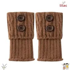 Capa De Bota Aquecedores LILAC , Toppers Com Detalhe De Botão De Malha De Crochê , Meias De Cor Sólida Padrão Torcido