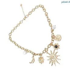 zebeidd Comprimento Ajustável Colar Vintage Sol Lua Pingente Neckchain Jóias De Aço Inoxidável Pescoço Corrente Para Tod