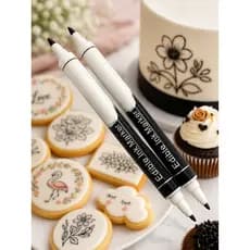 KIT C/2 Canetas Pretas de Tinta Comestível Alimentícia