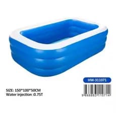 Piscina Inflável retangular Familiar com laterais extra largas em PVC Azul