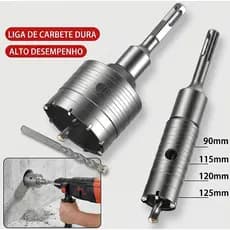 Kit Serra Copo Alvenaria Tungstênio 90-125mm Broca Concreto Tijolo Cimento Furo Preciso Durabilidade Alta
