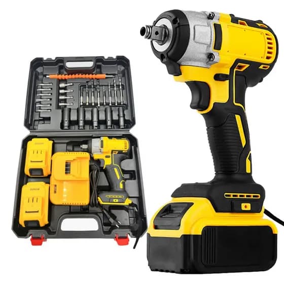 48V Chave de Impacto Parafusadeira Furadeira Elétrica Sem Fio Com 2 Bateria Motor Brushless Kit Completo Acessórios