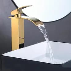 PROMOÇÃO! Torneira Banheiro Cascata Misturador Monocomando Bica Alta Dourada Luxo,Duas opções de tamanho disponíveis