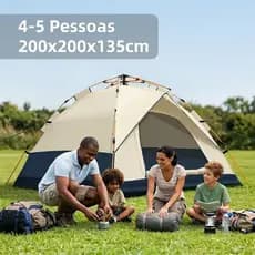 200x200x135cm Barraca de Camping Automática Impermeável 3 a 4 Pessoas Térmica Dobrável para Praia e Acampamento Prática