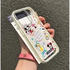 Mickey Disney Transparente Capinha Moldura Colorida para iPhone 17 16 15 14 13 12 Pro Max Plus