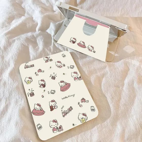 Capa Giratória Hello Kitty com Slot para Caneta Compatível iPad 7/8/9 (10.2")  Air 4/5/6 (10.9") Pro