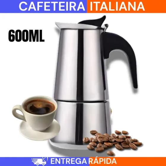 Maquina de Café Cafeteira italiana 600ML Italiana 12 Xícaras Expresso e Moka Em Inox 9, 12 Xícaras