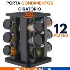Porta Temperos PREMIUM Giratório 12 9 6 Potes Vidro Tampa Dosadora Organizador Condimentos PROMOÇÃO