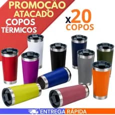 Copos Térmicos Kit 20/10/5 Com Tampa e Abridor 473ml Isolamento Térmico Atacado Promoção Cor Sortida
